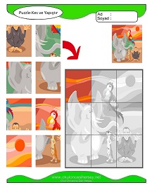Puzzle Kes Yapıştır Çalışma Sayfaları